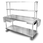 intama.mx/121 Mesa con doble repisa TAMA (180x70x90+80cm) 90kg.