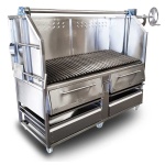intama.mx/058 SUPER ASADOR GOLIATH, industrial TAMA de alto rendimiento carbón acero inoxidable (226x 92x90cm)+80cm