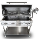 intama.mx/129 Asador argentino Hibrido TAMA gas y carbón acero inoxidable (120×70x85cm)