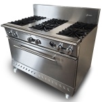 intama.mx/132 Estufa industrial con horno TAMA acero inoxidable (120×79×90cm) 215kg.